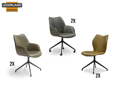 Lederland AMSTERDAM Showroommodel 6x Eetkamerstoel Brenda